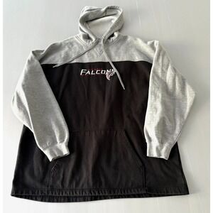 NFL‎ Atlanta Falcons Hoodie Mens 2XL Gray & Black Sweatshirt Kangeroo Pocket XXL